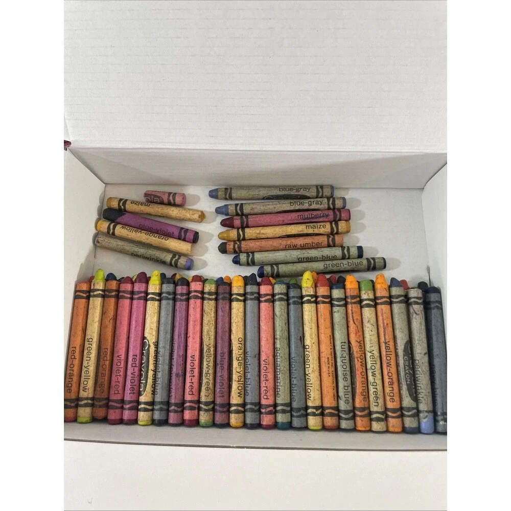 Vintage Crayola Retired Loose Crayon Lot 70+ Mulberry Blue-Gray Raw Umber Rare
